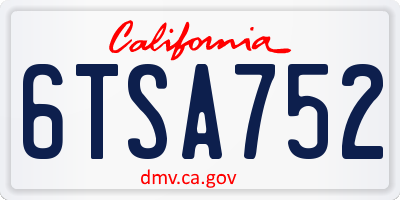 CA license plate 6TSA752