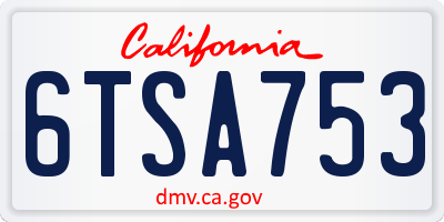 CA license plate 6TSA753