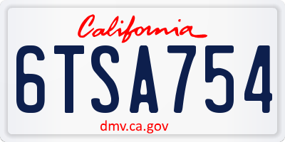 CA license plate 6TSA754