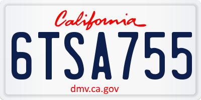 CA license plate 6TSA755