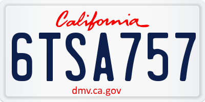 CA license plate 6TSA757