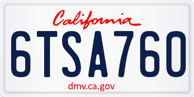 CA license plate 6TSA760