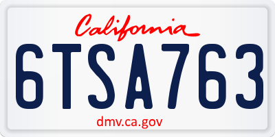 CA license plate 6TSA763