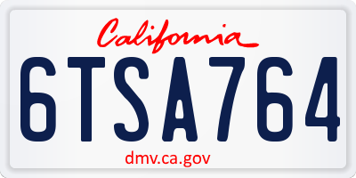 CA license plate 6TSA764