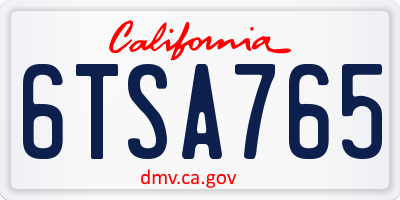 CA license plate 6TSA765