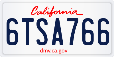 CA license plate 6TSA766