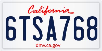 CA license plate 6TSA768