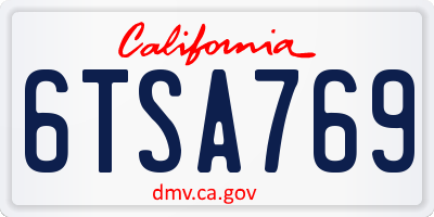 CA license plate 6TSA769
