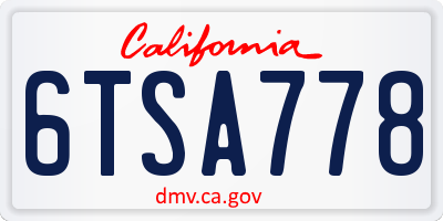 CA license plate 6TSA778