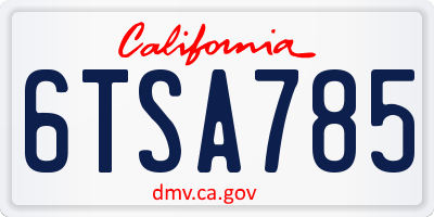 CA license plate 6TSA785