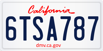 CA license plate 6TSA787