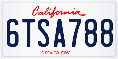 CA license plate 6TSA788