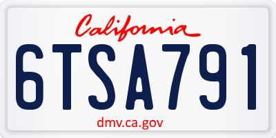 CA license plate 6TSA791