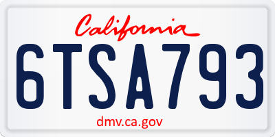 CA license plate 6TSA793
