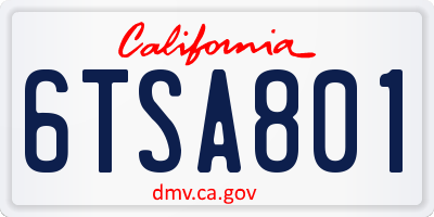 CA license plate 6TSA801