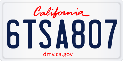CA license plate 6TSA807