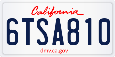 CA license plate 6TSA810