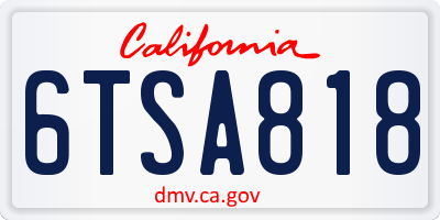 CA license plate 6TSA818