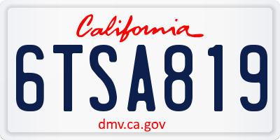 CA license plate 6TSA819