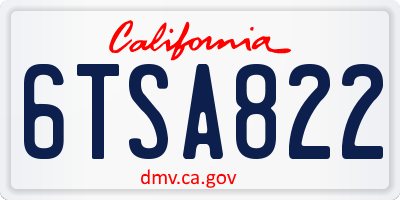 CA license plate 6TSA822