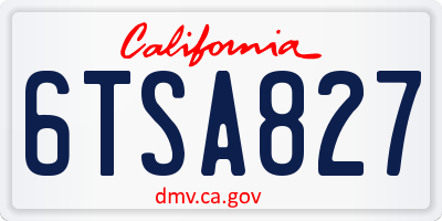 CA license plate 6TSA827