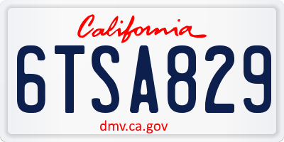 CA license plate 6TSA829