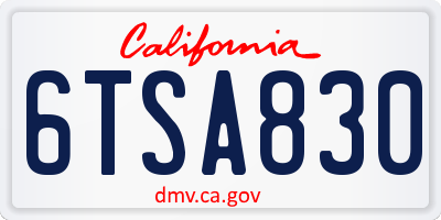 CA license plate 6TSA830