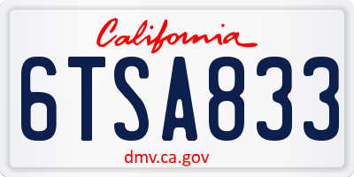 CA license plate 6TSA833