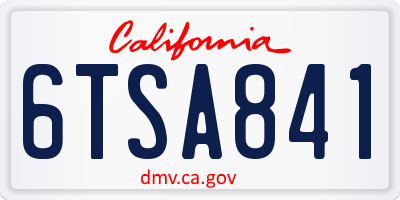 CA license plate 6TSA841