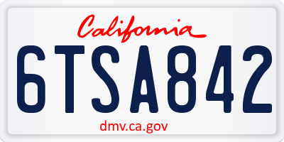 CA license plate 6TSA842