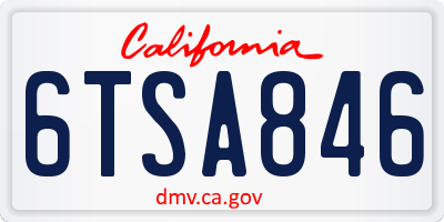 CA license plate 6TSA846