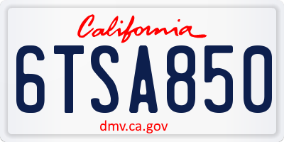 CA license plate 6TSA850