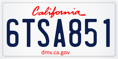 CA license plate 6TSA851