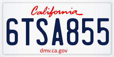 CA license plate 6TSA855