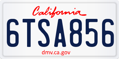 CA license plate 6TSA856