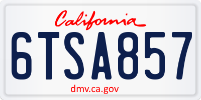 CA license plate 6TSA857