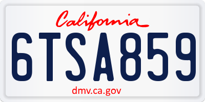 CA license plate 6TSA859