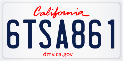CA license plate 6TSA861