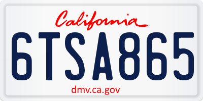 CA license plate 6TSA865