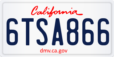 CA license plate 6TSA866