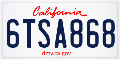 CA license plate 6TSA868