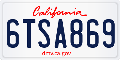 CA license plate 6TSA869