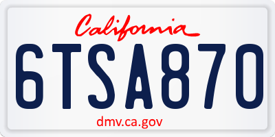 CA license plate 6TSA870