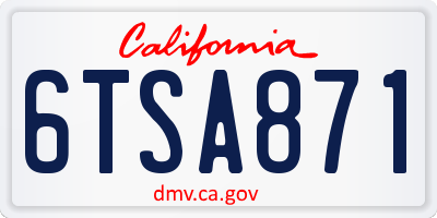 CA license plate 6TSA871