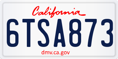 CA license plate 6TSA873