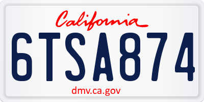 CA license plate 6TSA874