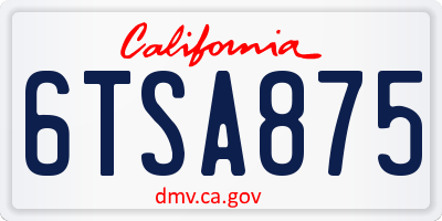 CA license plate 6TSA875