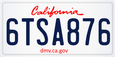 CA license plate 6TSA876