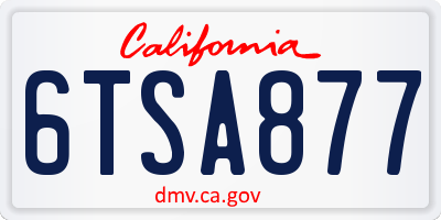 CA license plate 6TSA877