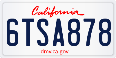 CA license plate 6TSA878